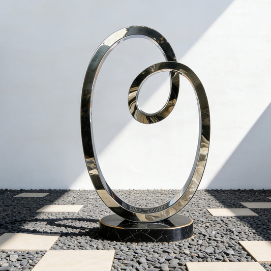 Interlocking Abstract Loop Stainless Steel Sculpture