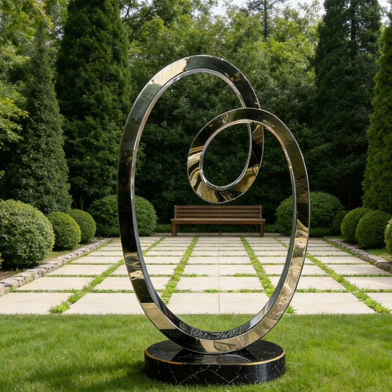 Interlocking Abstract Loop Stainless Steel Sculpture