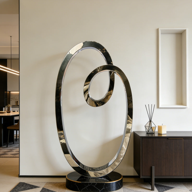 Interlocking Abstract Loop Stainless Steel Sculpture