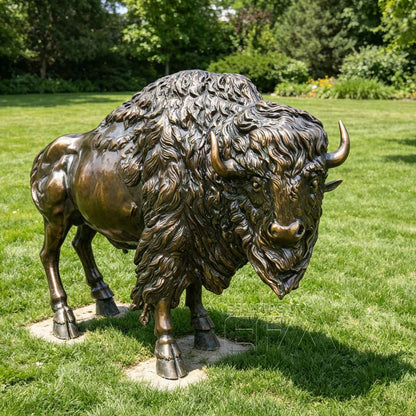 Large Bronze Bison Statue for Estate Garden