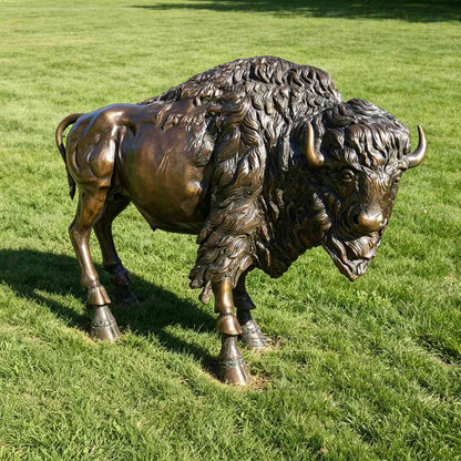 Large Bronze Bison Statue for Estate Garden