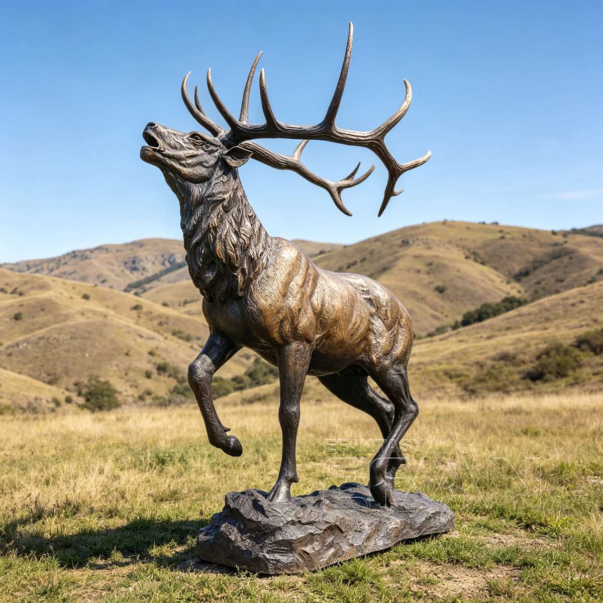 Large Bronze Elk Statue with Majestic Antlers for Outdoor Garden and Estate