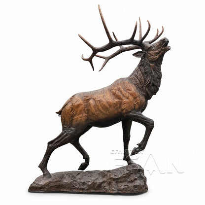 Large Bronze Elk Statue with Majestic Antlers for Outdoor Garden and Estate