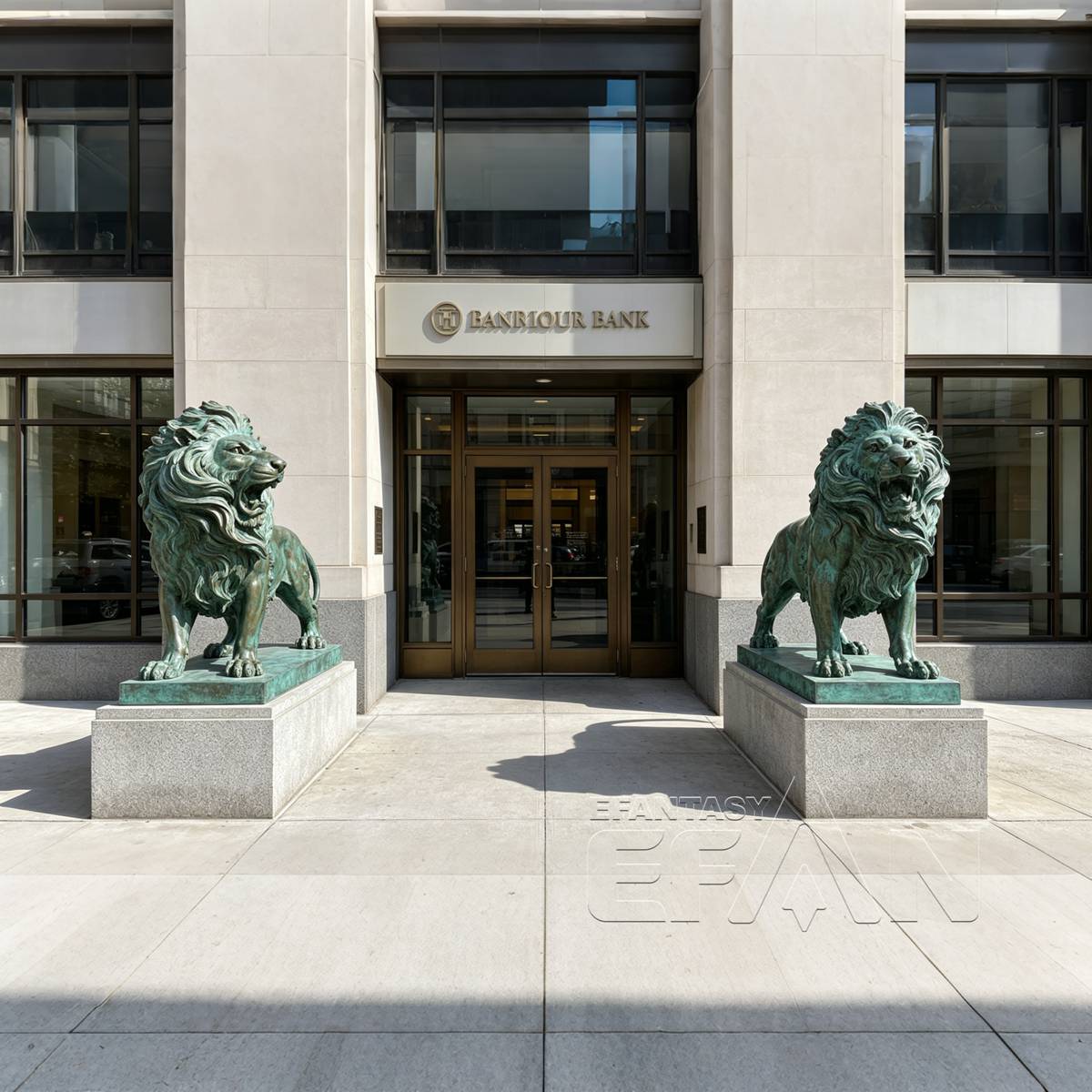 Large Bronze Lion Statue for Bank Entrance & Estate Garden