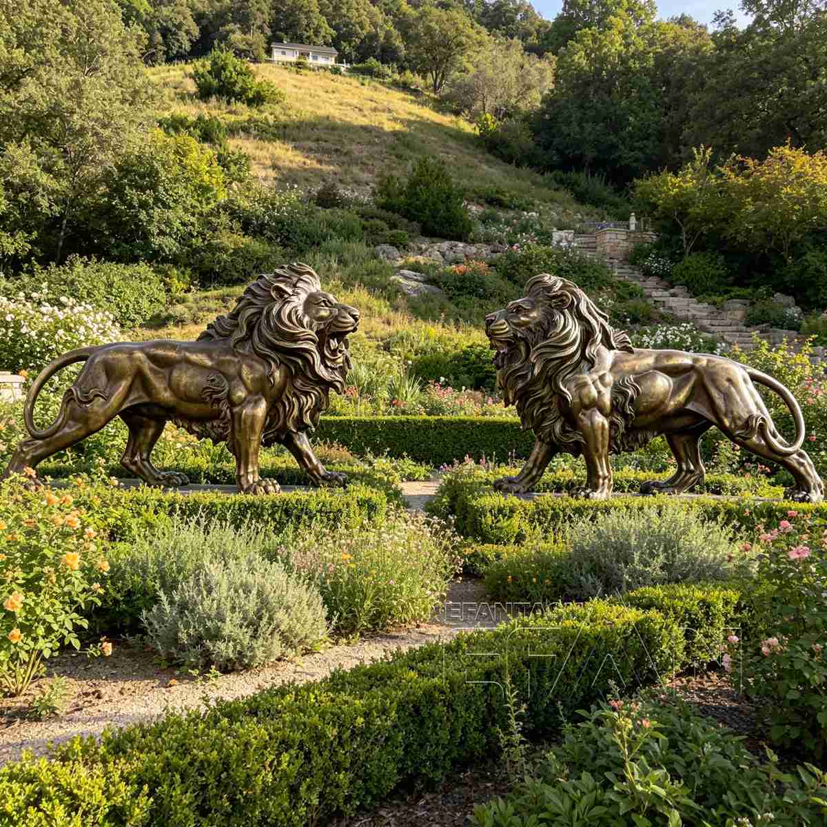 Large Bronze Lion Statue for Bank Entrance & Estate Garden