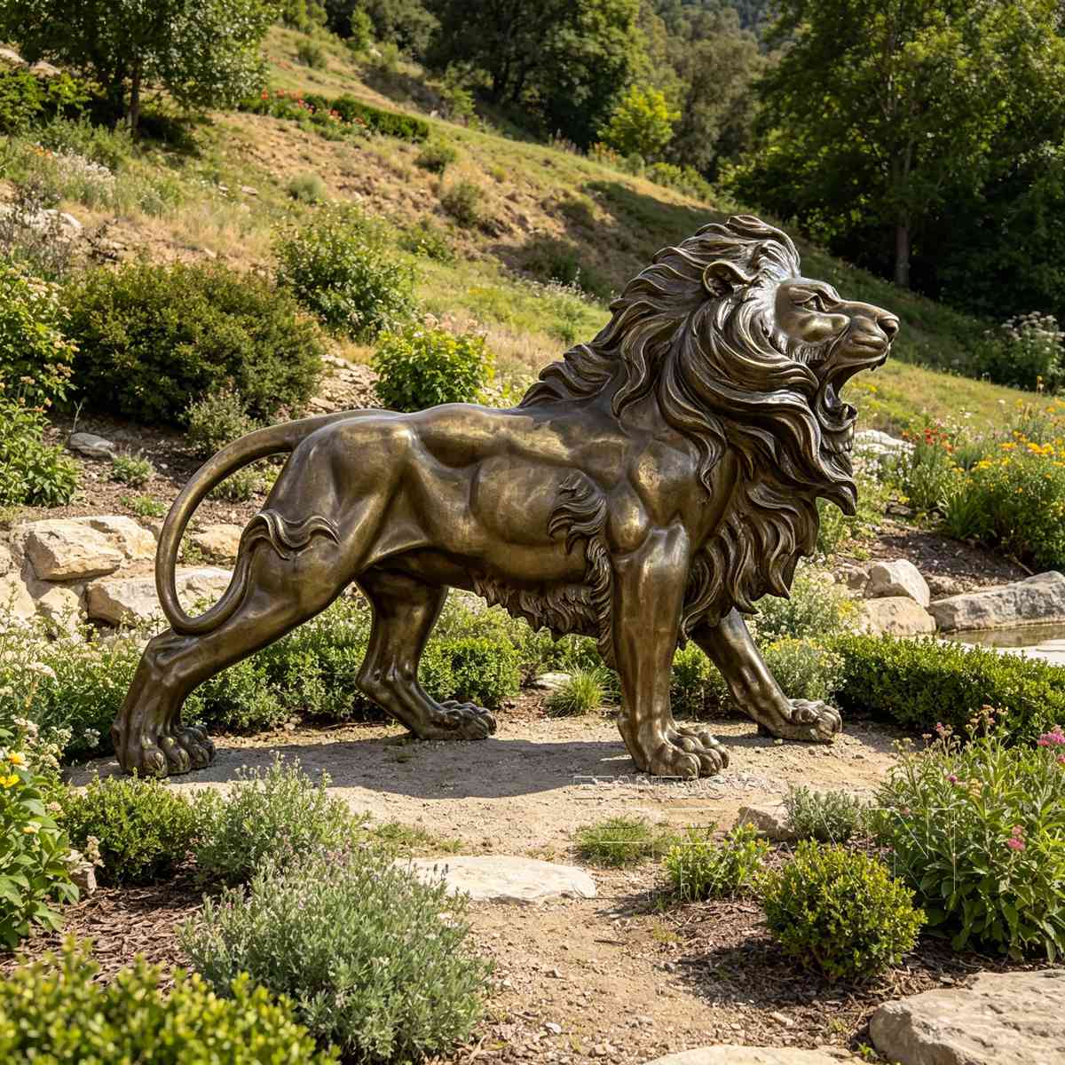 Large Bronze Lion Statue for Bank Entrance & Estate Garden