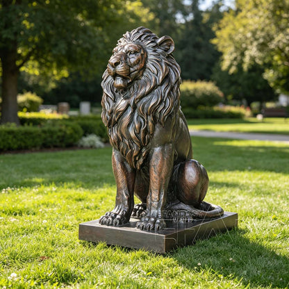 Large Bronze Lion Statues for Estate Entrance