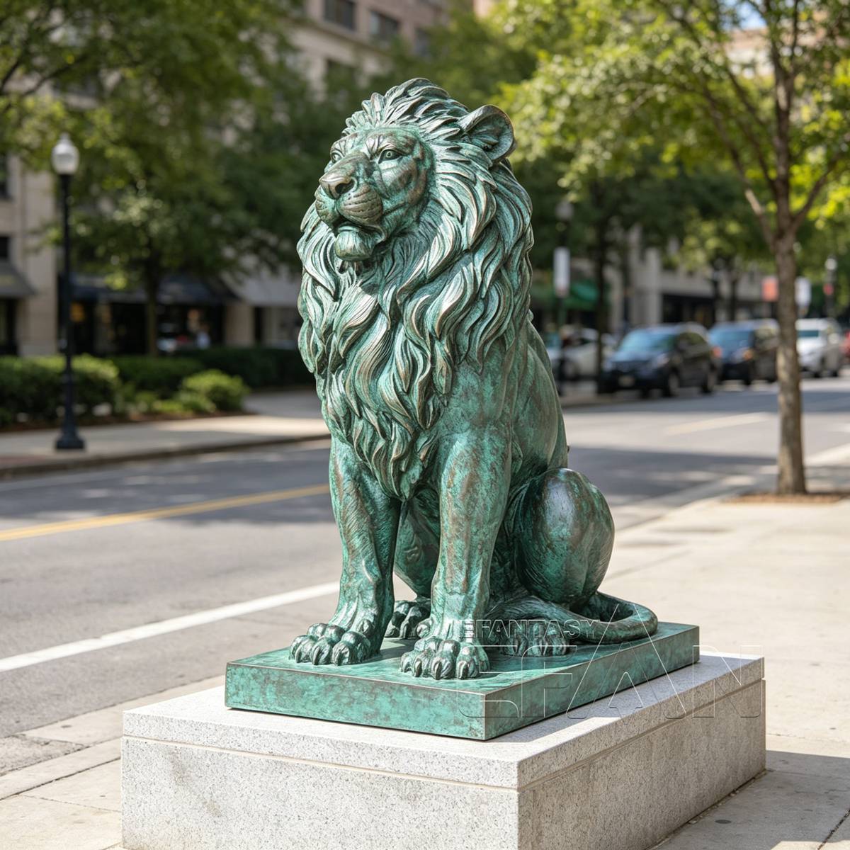 Large Bronze Lion Statues for Estate Entrance