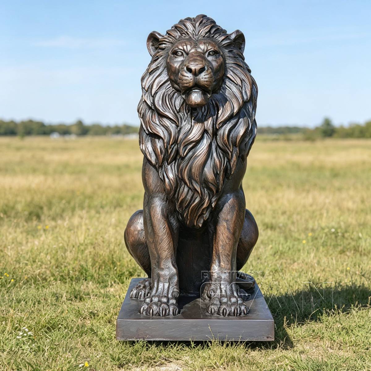 Large Bronze Lion Statues for Estate Entrance