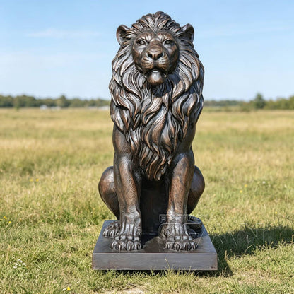 Large Bronze Lion Statues for Estate Entrance
