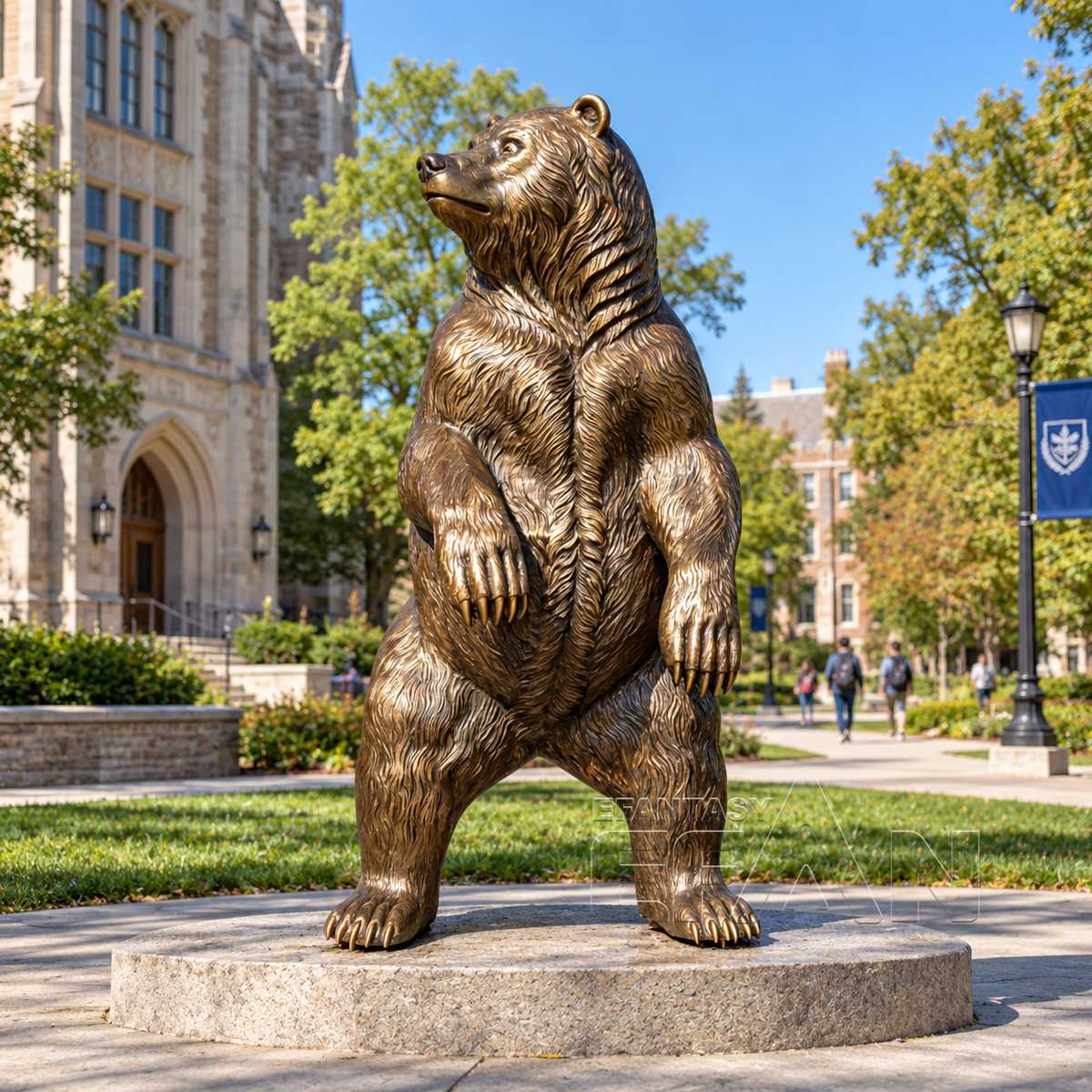Large Bronze Standing Bear Statue for Campus and Public Spaces