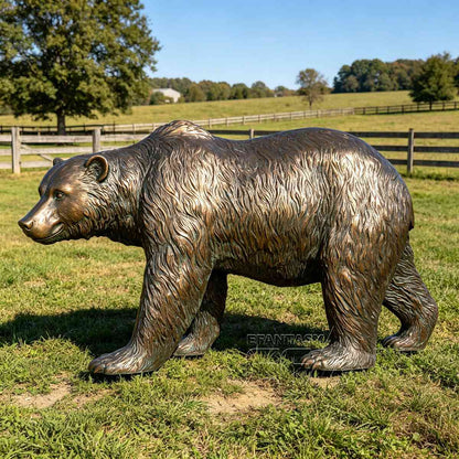Large Bronze Walking Grizzly Bear Statue for Garden
