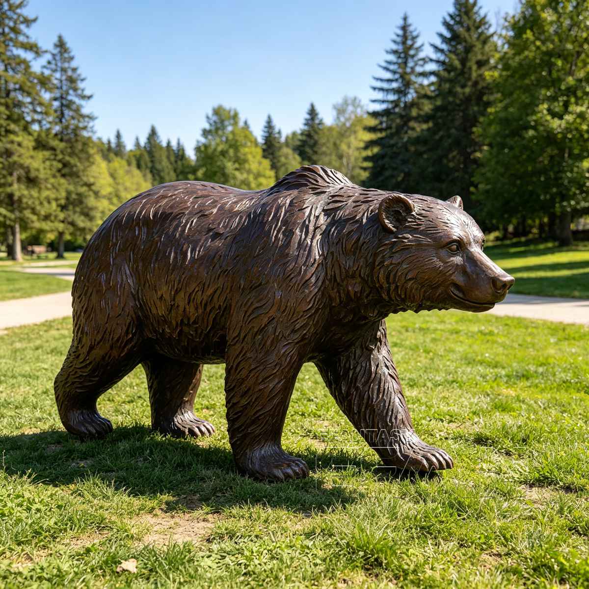 Large Bronze Walking Grizzly Bear Statue for Garden