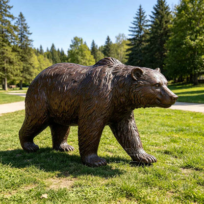 Large Bronze Walking Grizzly Bear Statue for Garden