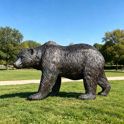Large Bronze Walking Grizzly Bear Statue for Garden