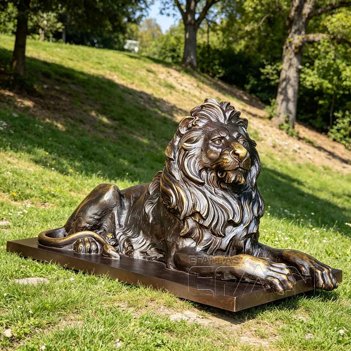 Large Reclining Bronze Lion Statue for Bank & Building Entrance