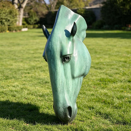 Large Bronze Horse Head Sculpture for Garden Decor