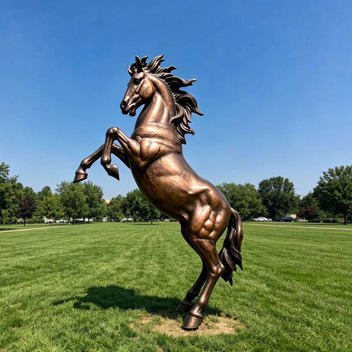 Large Bronze Rearing Horse Statue for Park Villa Outdoor Landscape