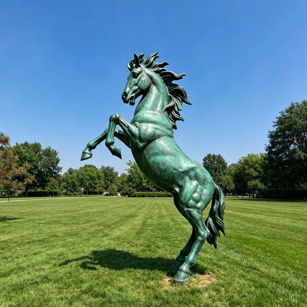 Large Bronze Rearing Horse Statue for Park Villa Outdoor Landscape