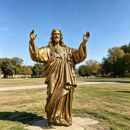 Life-Size Bronze Sacred Heart Jesus Statue for Church &amp; Prayer Garden