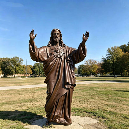 Life-Size Bronze Sacred Heart Jesus Statue for Church &amp; Prayer Garden