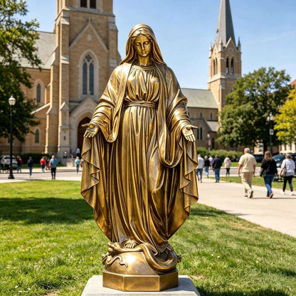 Life-Size Bronze Virgin Mary Statue for Church Garden