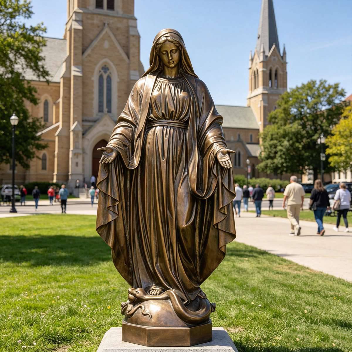 Life-Size Bronze Virgin Mary Statue for Church Garden