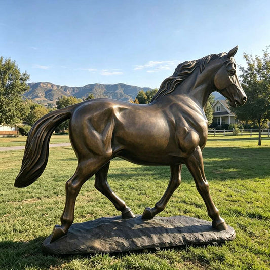 Life-Size Bronze Walking Horse Statue for Outdoor Garden