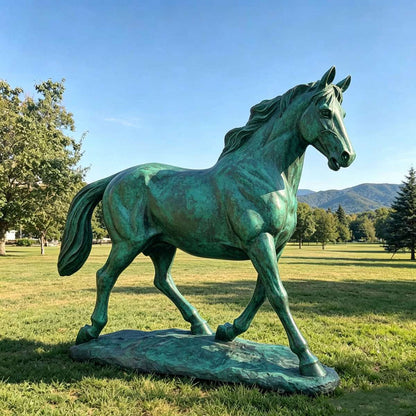 Life-Size Bronze Walking Horse Statue for Outdoor Garden