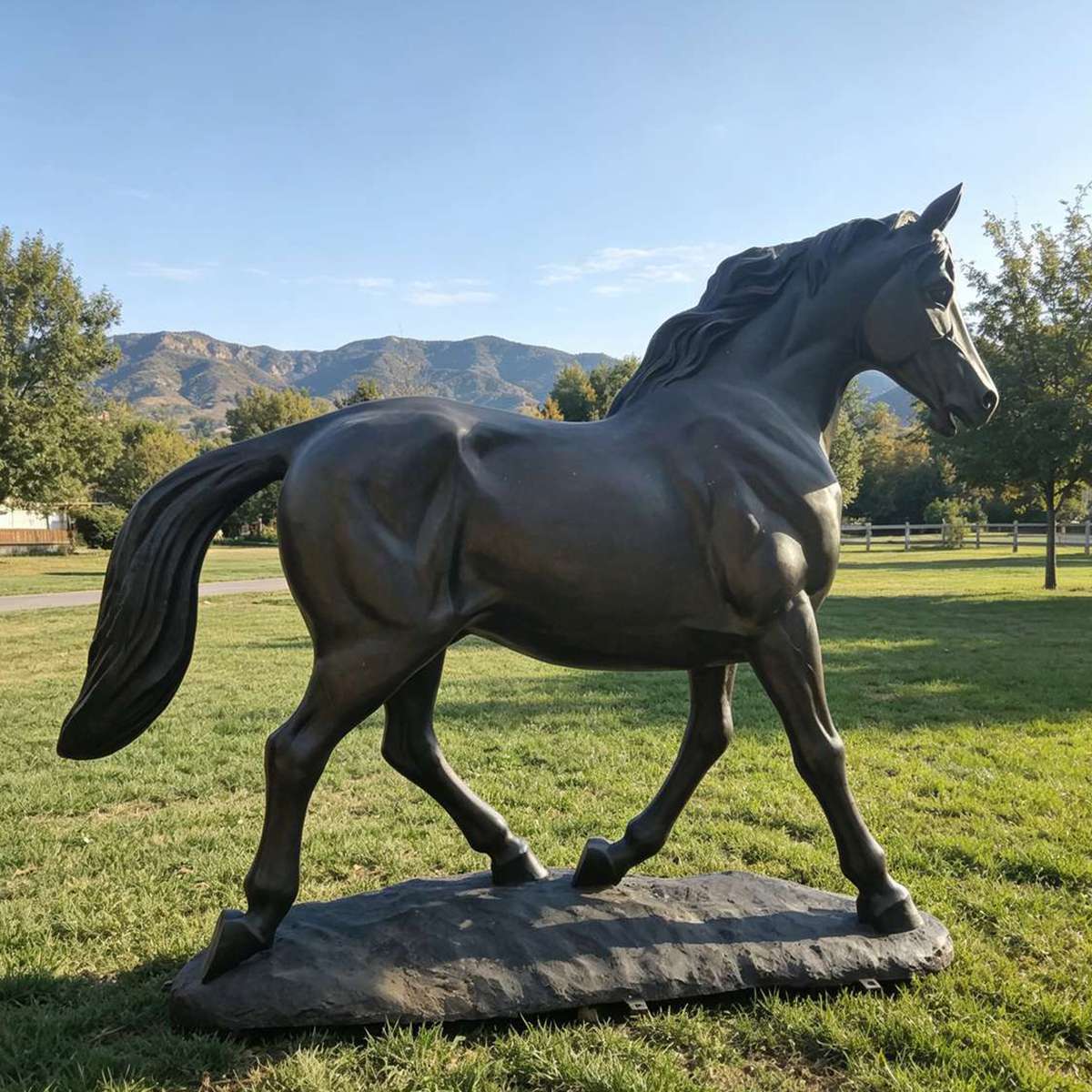 Life-Size Bronze Walking Horse Statue for Outdoor Garden
