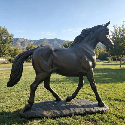 Life-Size Bronze Walking Horse Statue for Outdoor Garden