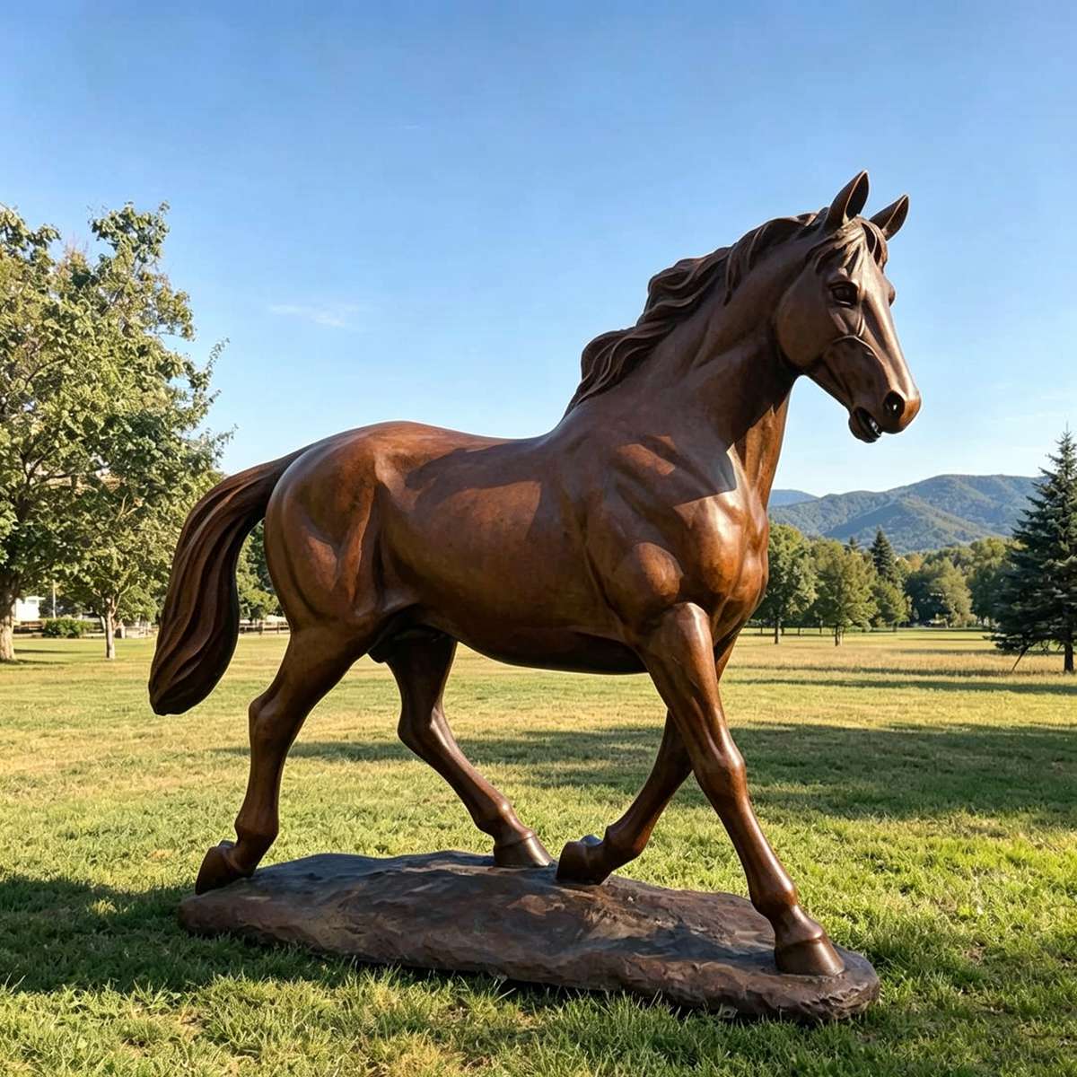 Life-Size Bronze Walking Horse Statue for Outdoor Garden