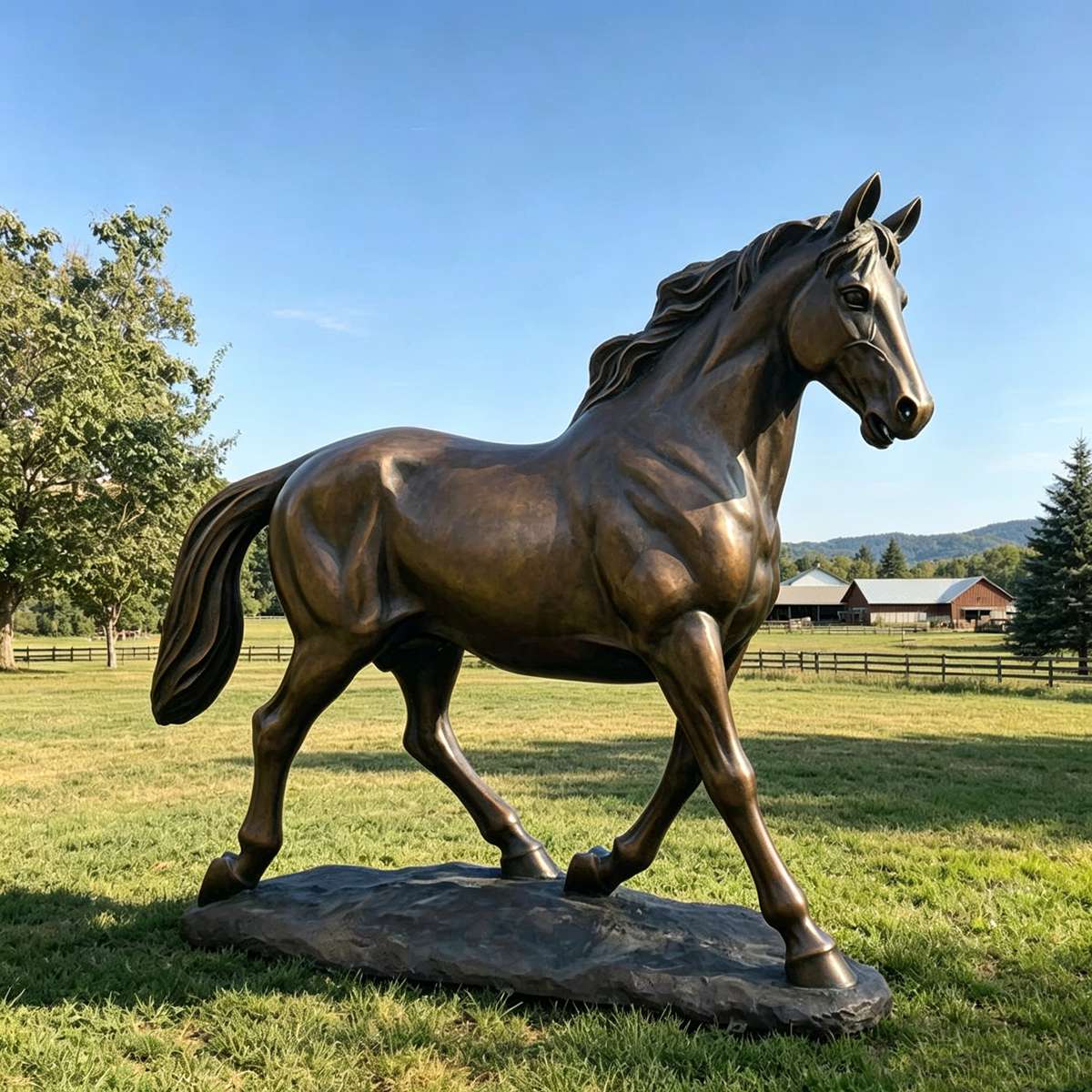 Life-Size Bronze Walking Horse Statue for Outdoor Garden