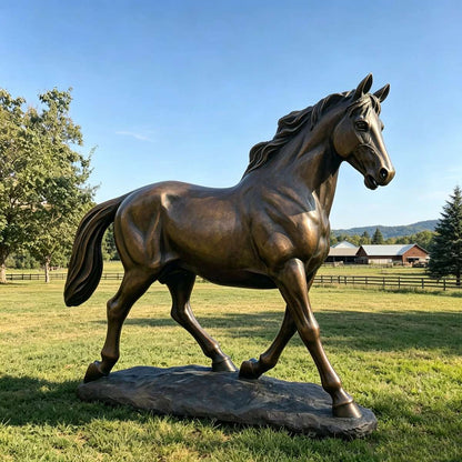 Life-Size Bronze Walking Horse Statue for Outdoor Garden