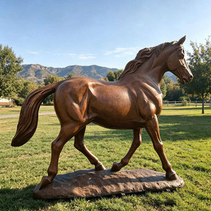 Life-Size Bronze Walking Horse Statue for Outdoor Garden