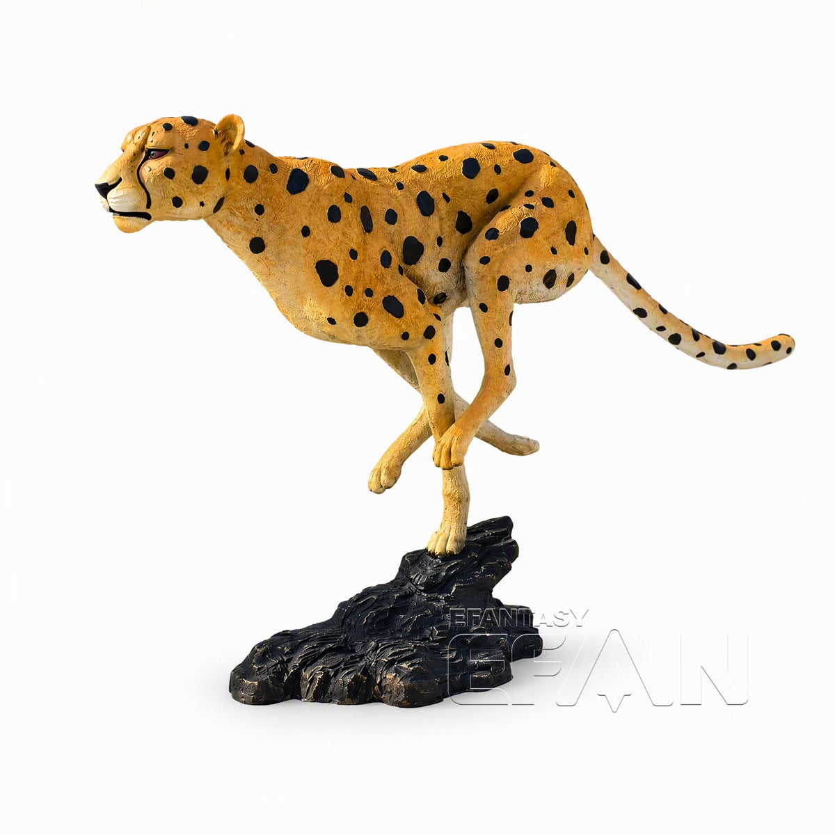 Life Size Bronze Cheetah Sculpture on Rock
