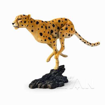 Life Size Bronze Cheetah Sculpture on Rock