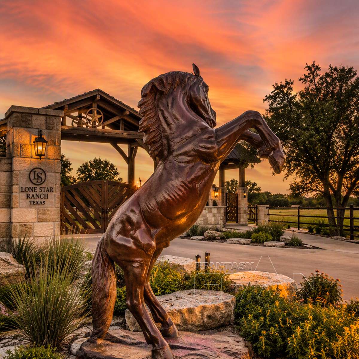 Life Size Bronze Jumping Horse Statue for Outdoor Lawn