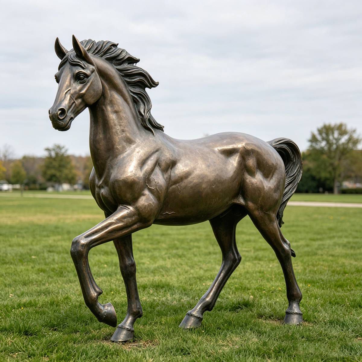 Life Size Bronze Prancing Horse Statue for Park Villa Outdoor Landscape