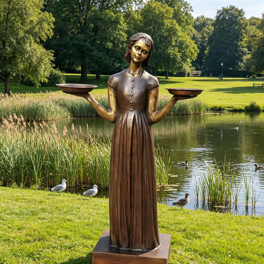 Life Size Bronze Savannah Bird Girl Garden Statue Replica