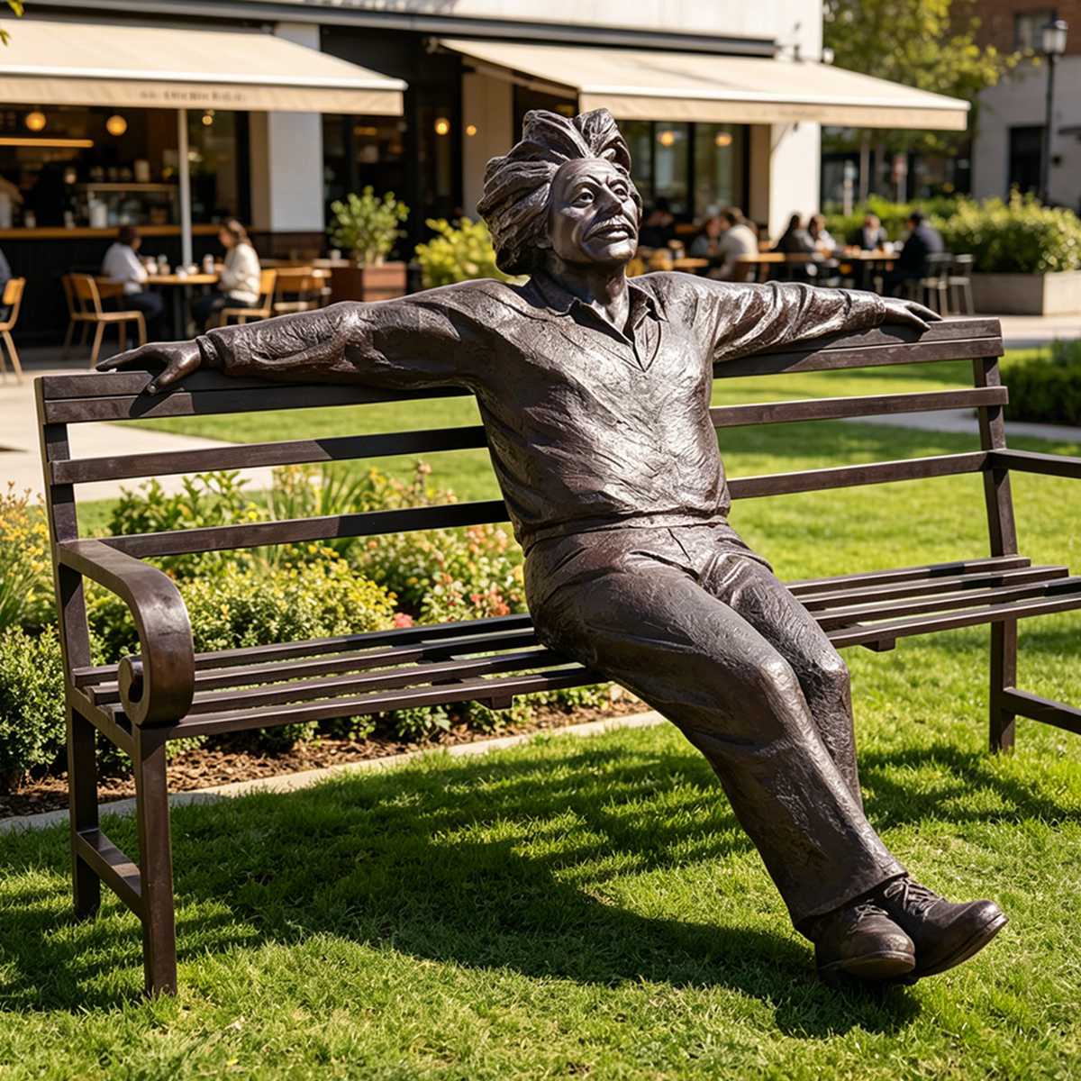 Life Size Scientist Albert Einstein Sitting Bronze Sculpture EFB-15