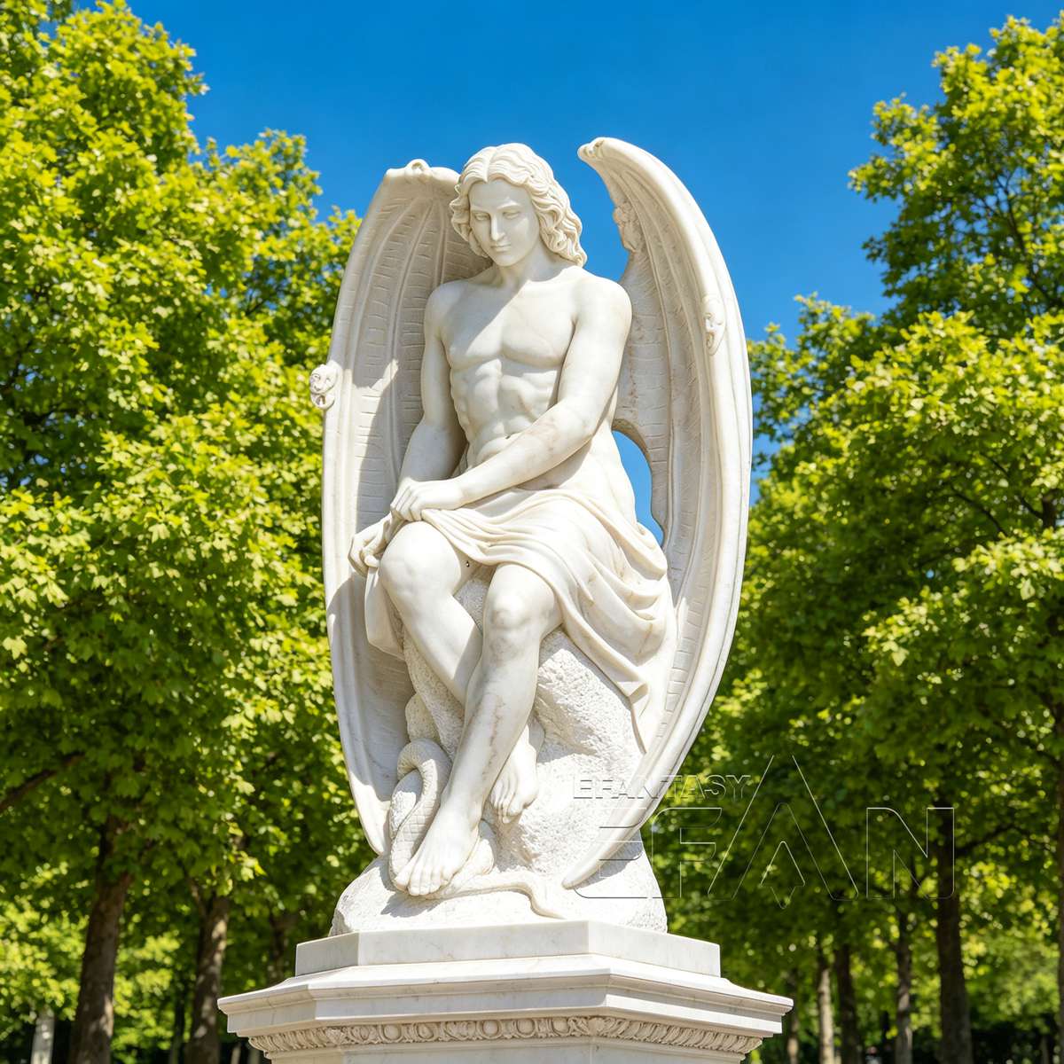 Lucifer — Fallen Angel Marble Statue for Outdoor