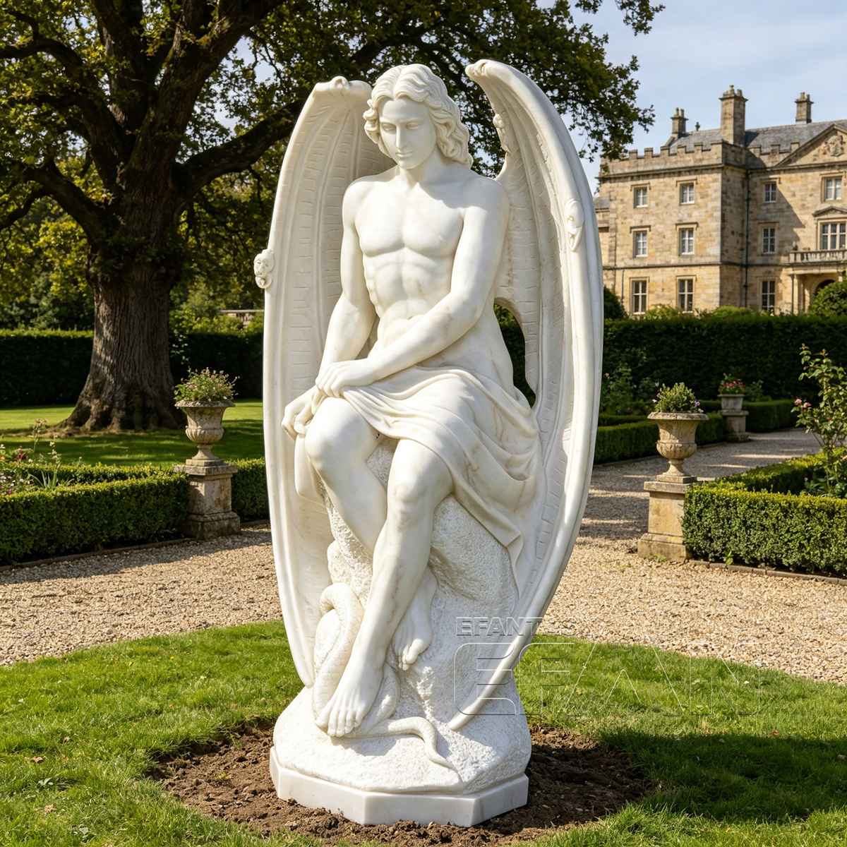 Lucifer — Fallen Angel Marble Statue for Outdoor