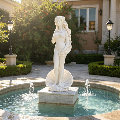 Natural Marble Birth of Venus Statue on Shell for Poolside & Garden