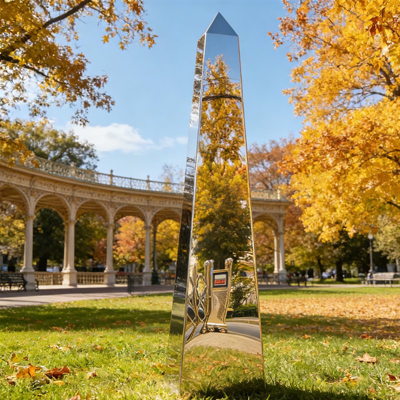stainless steel obelisk sculpture