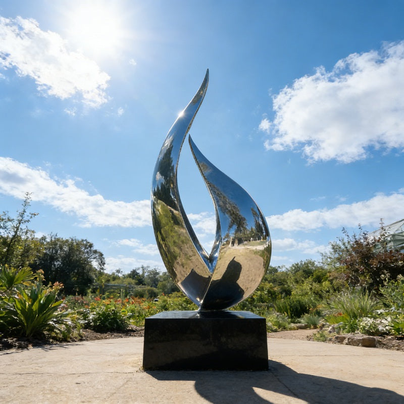 Mirror Polished Modern Flame Sculpture EFS-36
