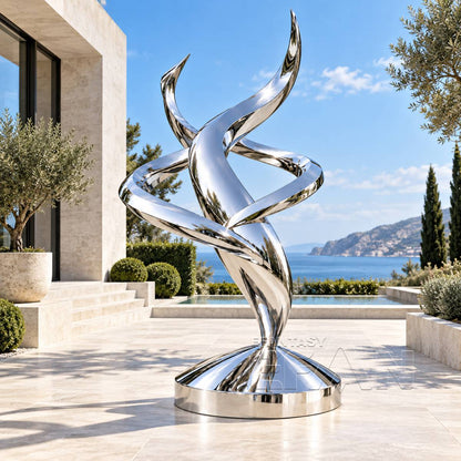 Modern Abstract Stainless Steel Dolphin Sculpture for Garden Outdoor