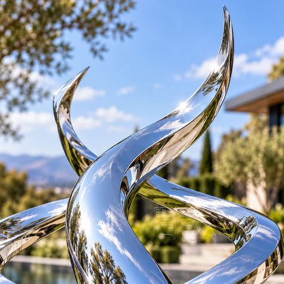 Modern Abstract Stainless Steel Dolphin Sculpture for Garden Outdoor