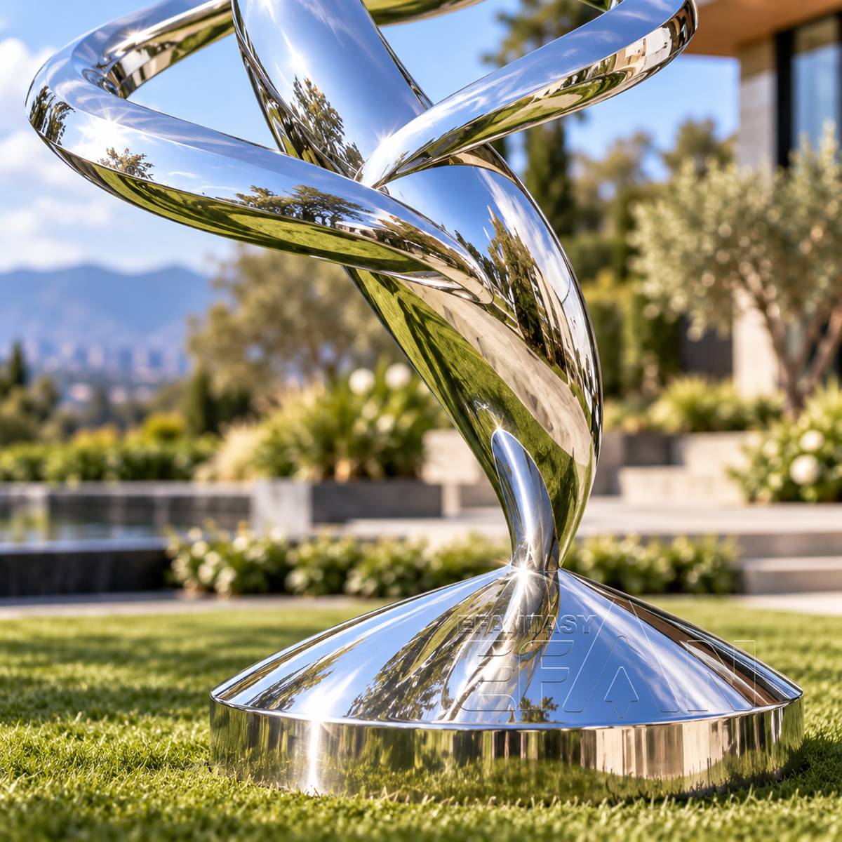 Modern Abstract Stainless Steel Dolphin Sculpture for Garden Outdoor