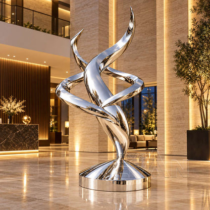 Modern Abstract Stainless Steel Dolphin Sculpture for Garden Outdoor